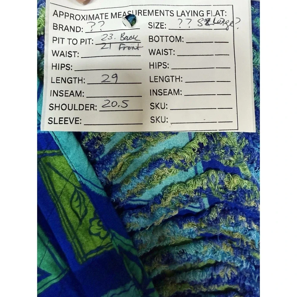 FIBER ARTIST Sz‎ L ? Shirred Floral Textile Art 2 Wear Jacket Blue Green
